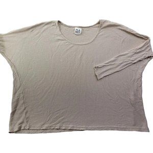 PLANET by Lauren G Taupe Linen Pima Cotton Relaxed Boho Top OS Lagenlook *Read